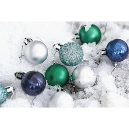 49x Weihnachtskugeln 3cm Blau Grün Silber Glänzend Matt Bruchfest
