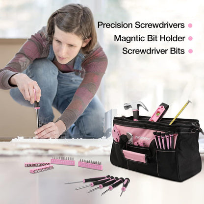 WORKPRO 106-teiliges Pink Werkzeug Set in Rosa Nylontasche