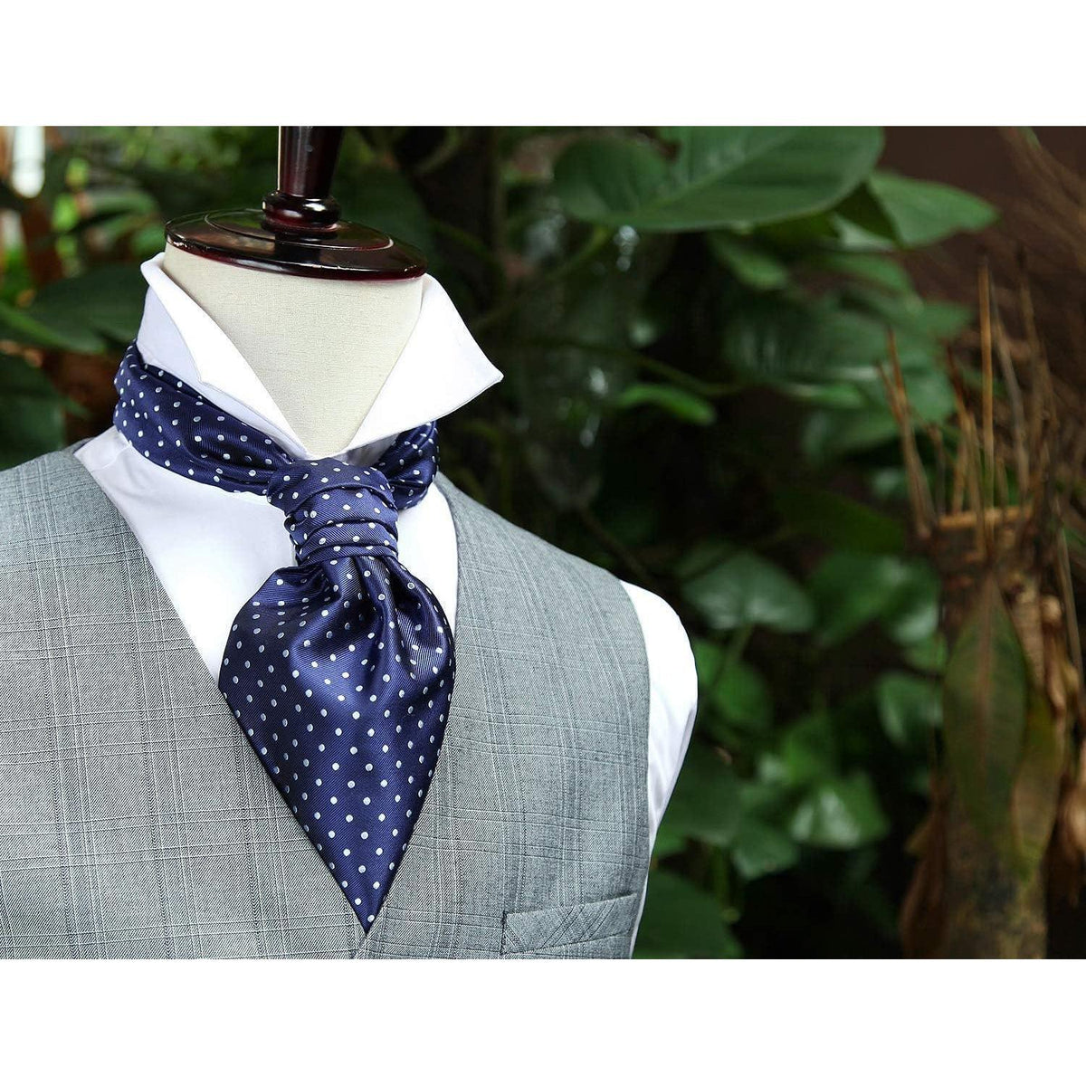 Herren Krawattenschal & Einstecktuch Set, Paisley Jacquard, Navy Blau