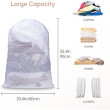 Wäschesack Groß 60x90cm - 4er Set Weiß für BHs & Co.