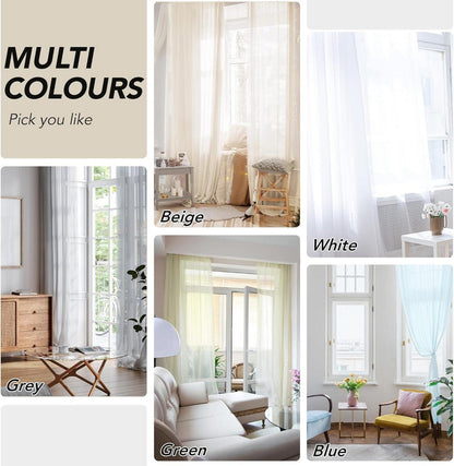 Deconovo Transparente Ösenvorhänge 2er Set Voile 229x140cm