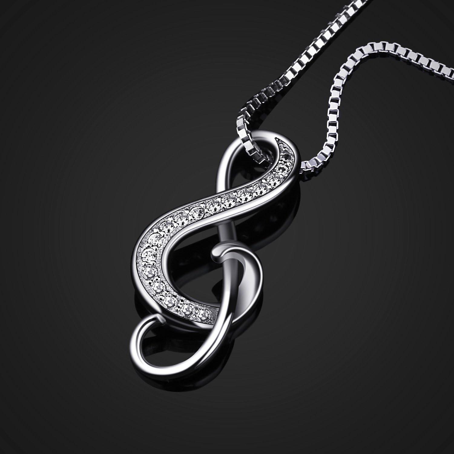 Silber Halskette Anhänger Notenschlüssel Damen 925 Music Schmuck