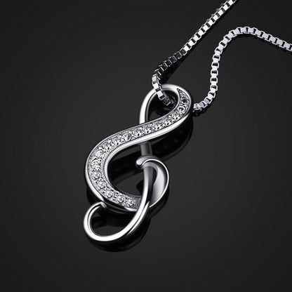 Silber Halskette Anhänger Notenschlüssel Damen 925 Music Schmuck
