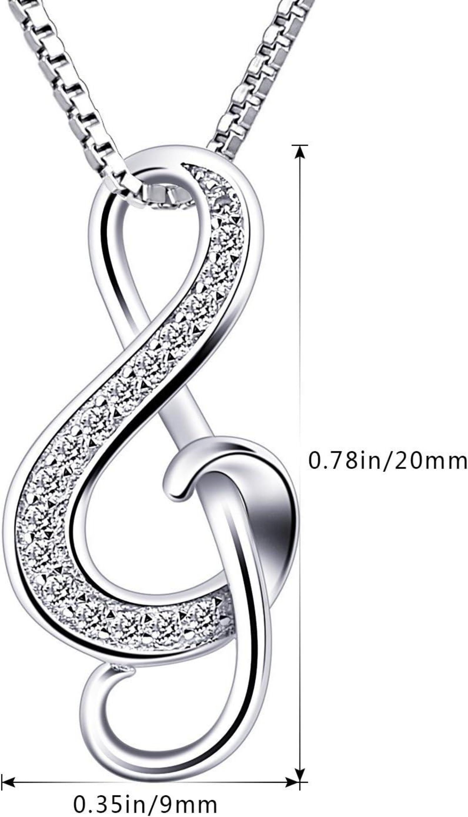 B.Catcher Halskette Damen 925 Silber Notenschlüssel Musik 45cm