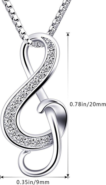 B.Catcher Halskette Damen 925 Silber Notenschlüssel Musik 45cm