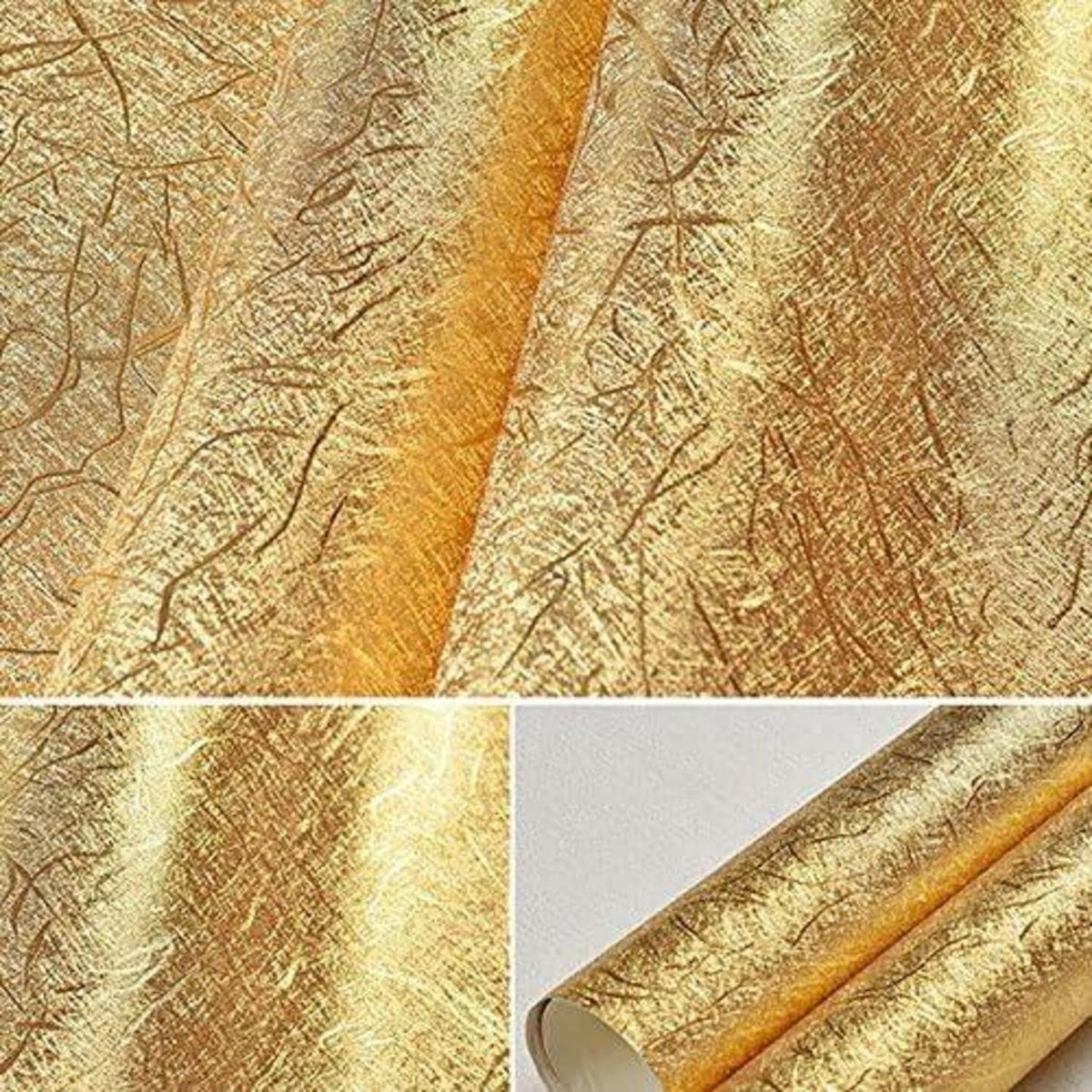 Moderne luxuriöse PVC Tapete Goldfolie 0,53m x 9,25m 4,903m2