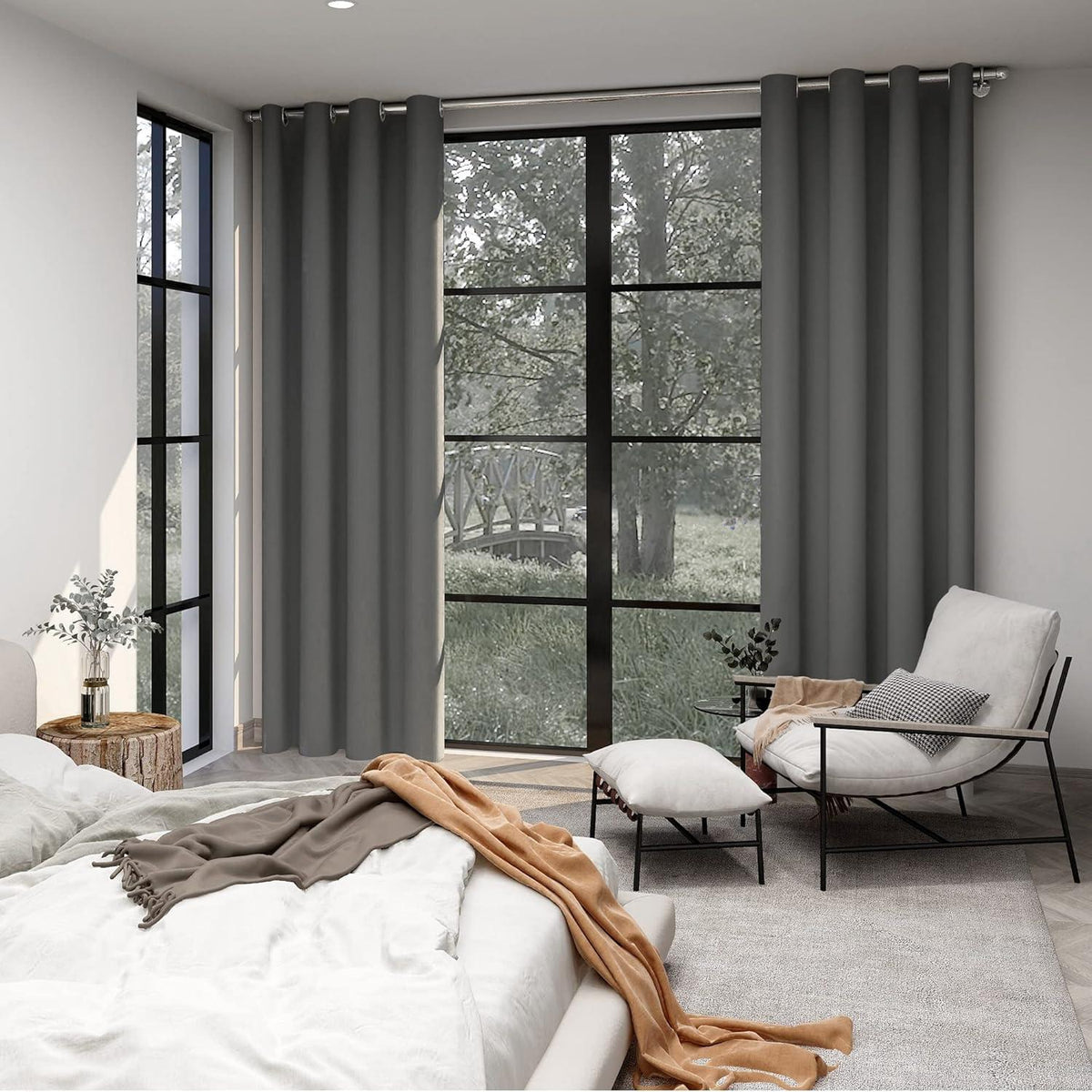 Deconovo VerdunklungsVorhänge Ösen Blickdichte 240x140 cm Thermo Hellgrau 4er Set