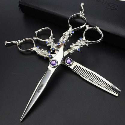 6 Zoll Friseurschere Set - Violett & Dünnschere - Japan Edelstahl