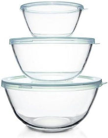 Glas Rührschüssel mit Deckel 3er-Set für Küche, Aufbewahren, Kochen