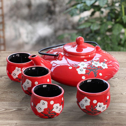 Japanisches Teeset Steinzeug Teekanne 800 ml 4 Teetassen Geschenk