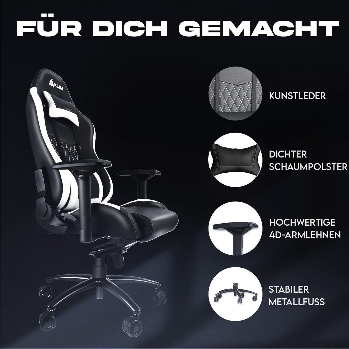 Esports Gaming Stuhl NEU 2024 Lenden- Nackenstütze Verstellbar