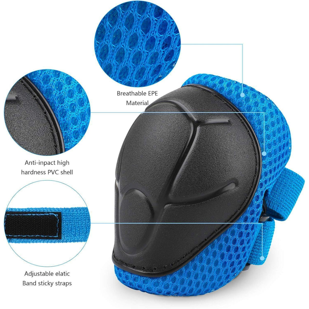 Kinder Schutzausrüstung Set 7-in-1 Helm & Protektoren Blau
