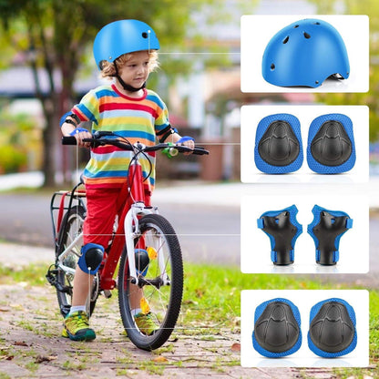 Kinder Schutzausrüstung Set 7-in-1 Helm & Protektoren Blau