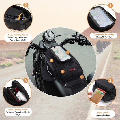 Motorrad Tankrucksack Oxford Schwarz 4 Liter mit Handyfach