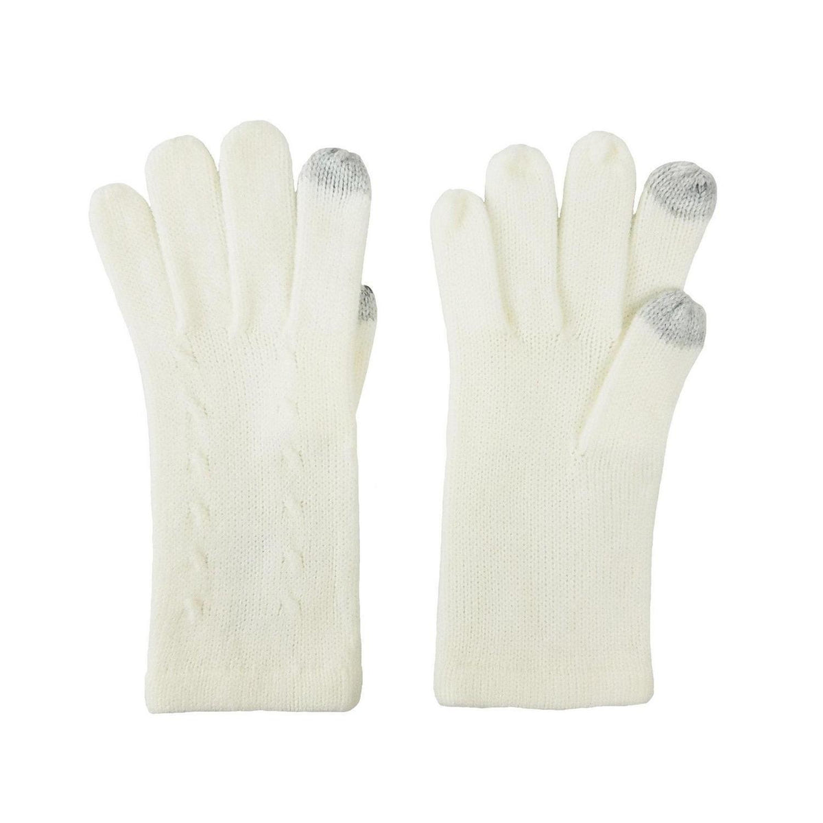 Schal und Handschuh Set Damen Zopfmuster Touchscreen Off-white