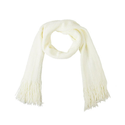 Schal und Handschuh Set Damen Zopfmuster Touchscreen Off-white