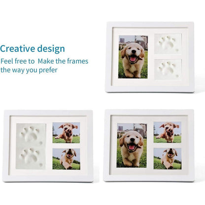 TierHerz Pfotenabdruck Set Hund mit 3D Holz Bilderrahmen