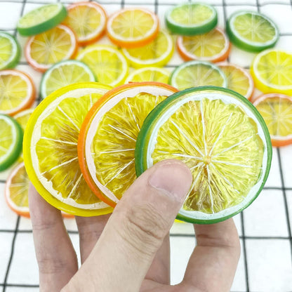 Gefälschte Zitronenscheiben 30 Stück bunt - Dekoration Faux Food