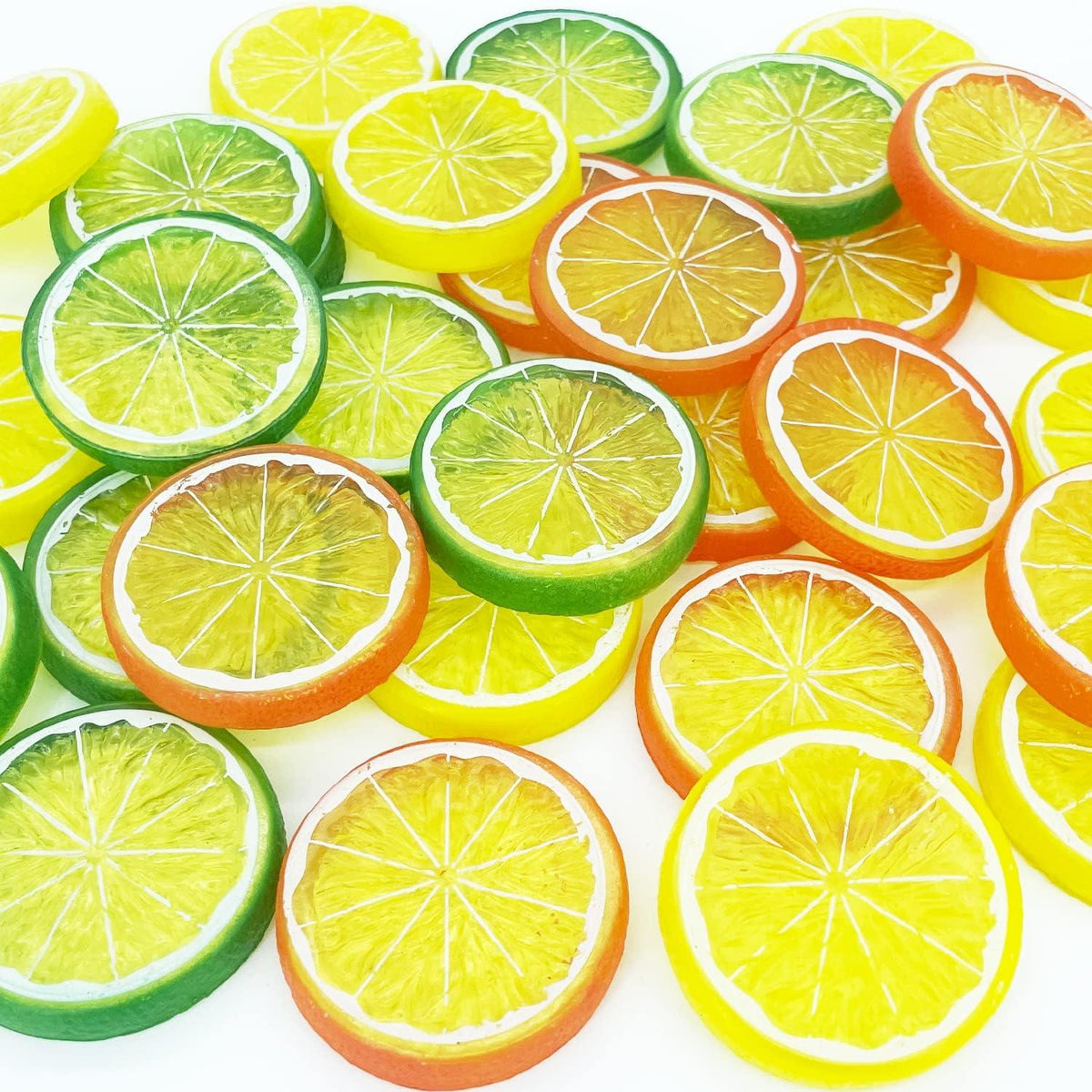 Künstliche Zitronenscheiben Deko 30 Stücke Grün Gelb Rot Faux Food