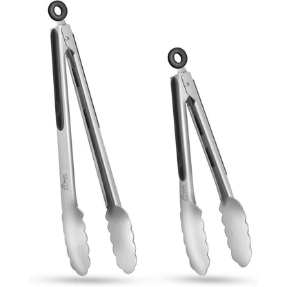 HOTEC Edelstahl Grillzange Set Silikon Griff 23 cm und 30,5