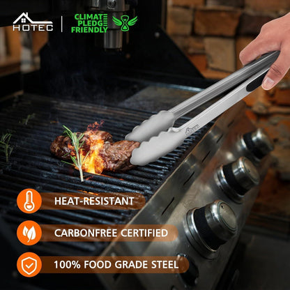 HOTEC Edelstahl Grillzange Set Silikon Griff 23 cm und 30,5