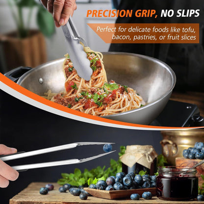 HOTEC Edelstahl Grillzange Set Silikon Griff 23 cm und 30,5