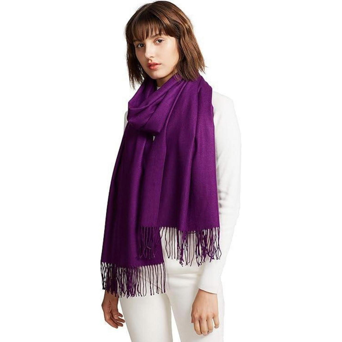 Damen Schal Baumwolle Warm Violett Stola