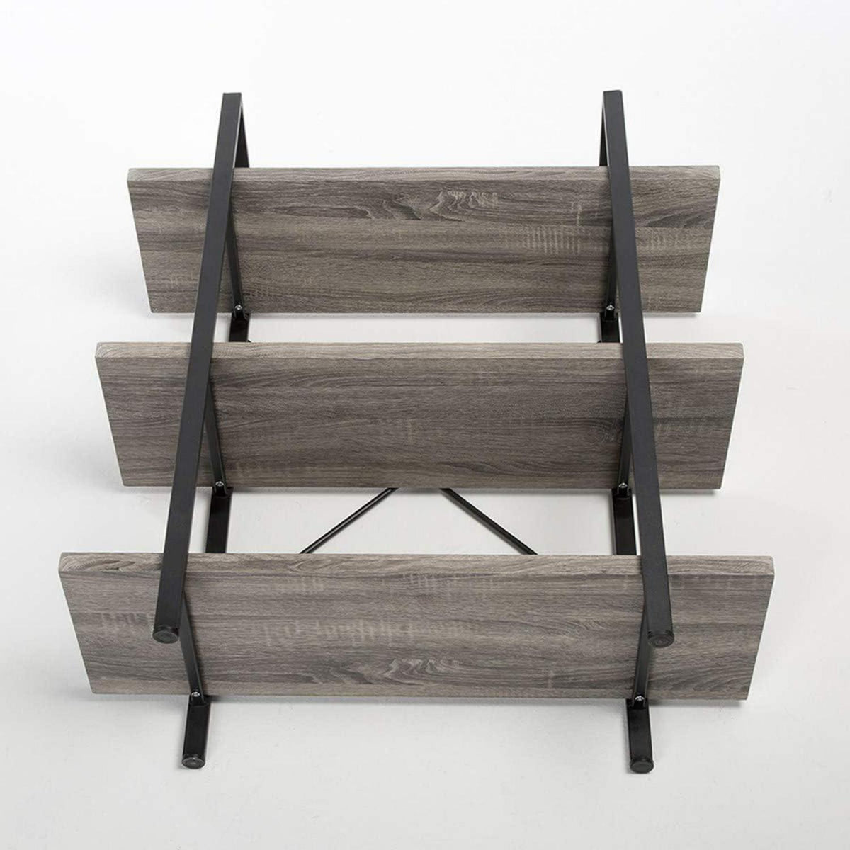 Industrielles Bücherregal Grau mit 3 Etagen – Metall & Holz