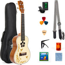 Kmise Konzert-Ukulele Starter-Set Fichtendecke Mahagoni