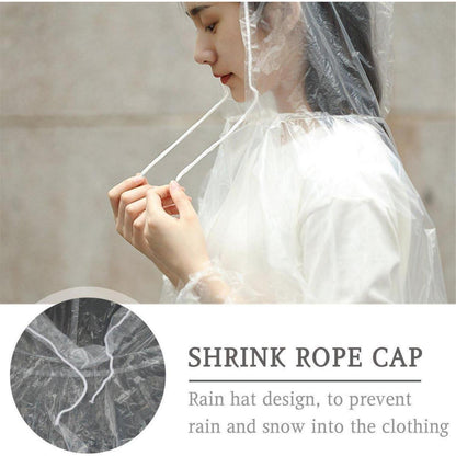Einweg Regenponcho Transparent 5 Stück Kapuze Regencape