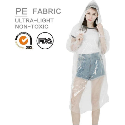 Einweg Regenponcho Transparent 5 Stück Kapuze Regencape