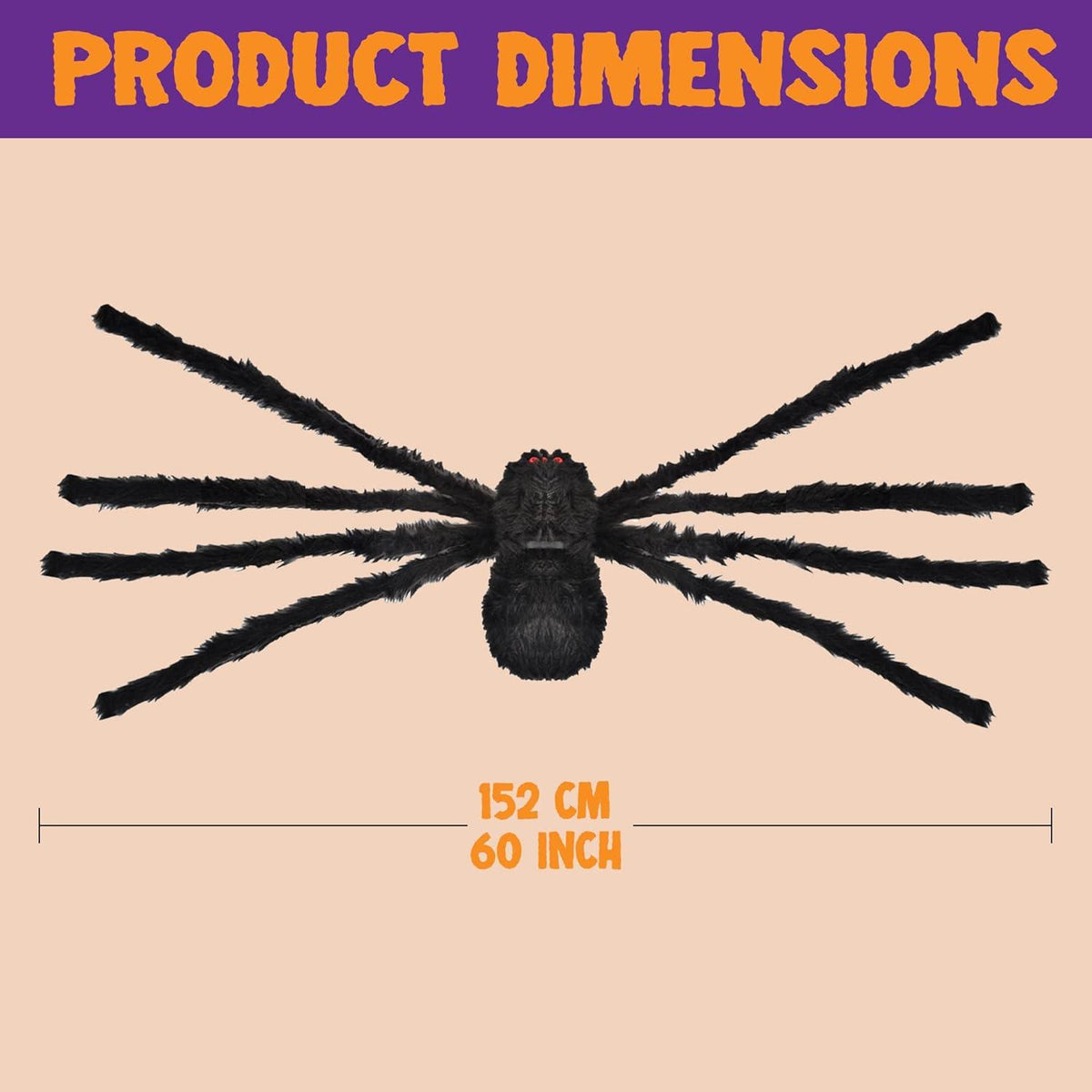 Haarige Spinne Halloween Outdoor Deko 1.52 Meter Schwarz