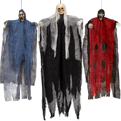Halloween Dekoration: 3 Stück hängende Skelett Gespenst