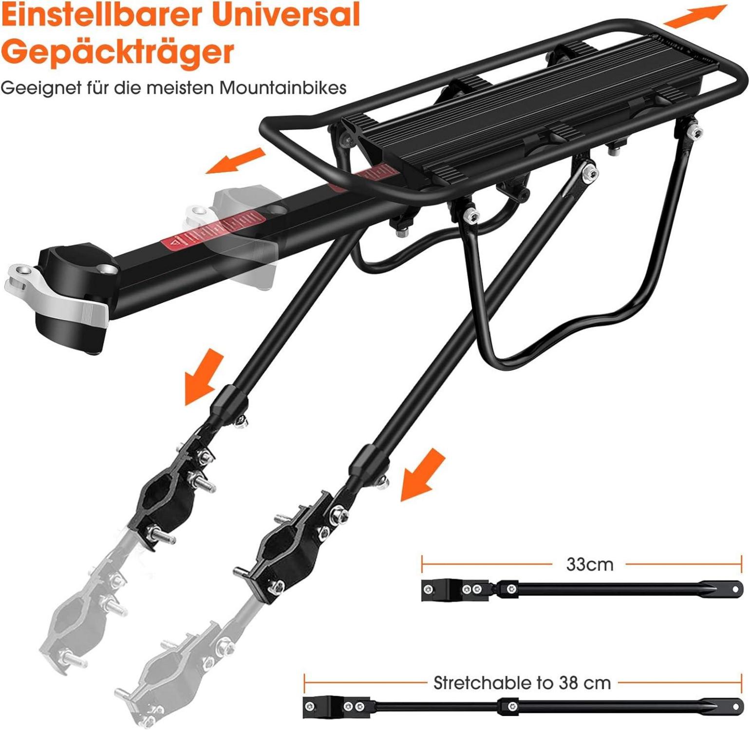Fahrradgepäckträger Mountainbike Einstellbar Aluminium 100kg 24-29