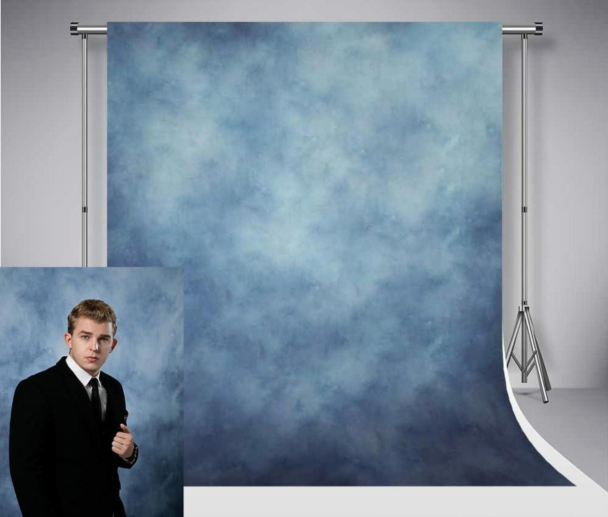 Hintergrund Blau 1,5x2,2m Fotografie Mikrofaser Baby Porträt Leinwand
