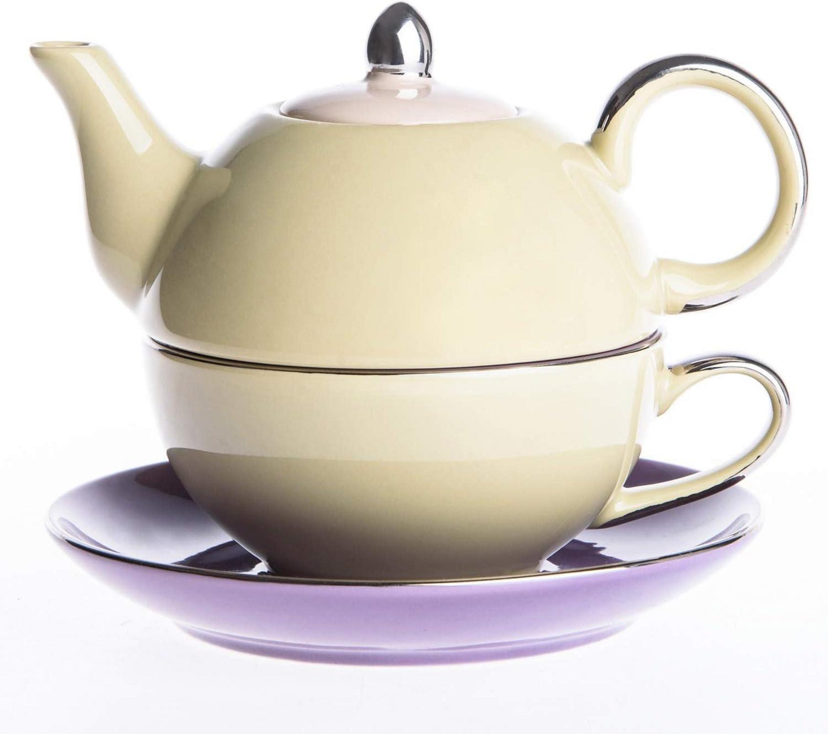 Porzellan Tea for One Set Kanne Tasse Untertasse Geschenkverpackung
