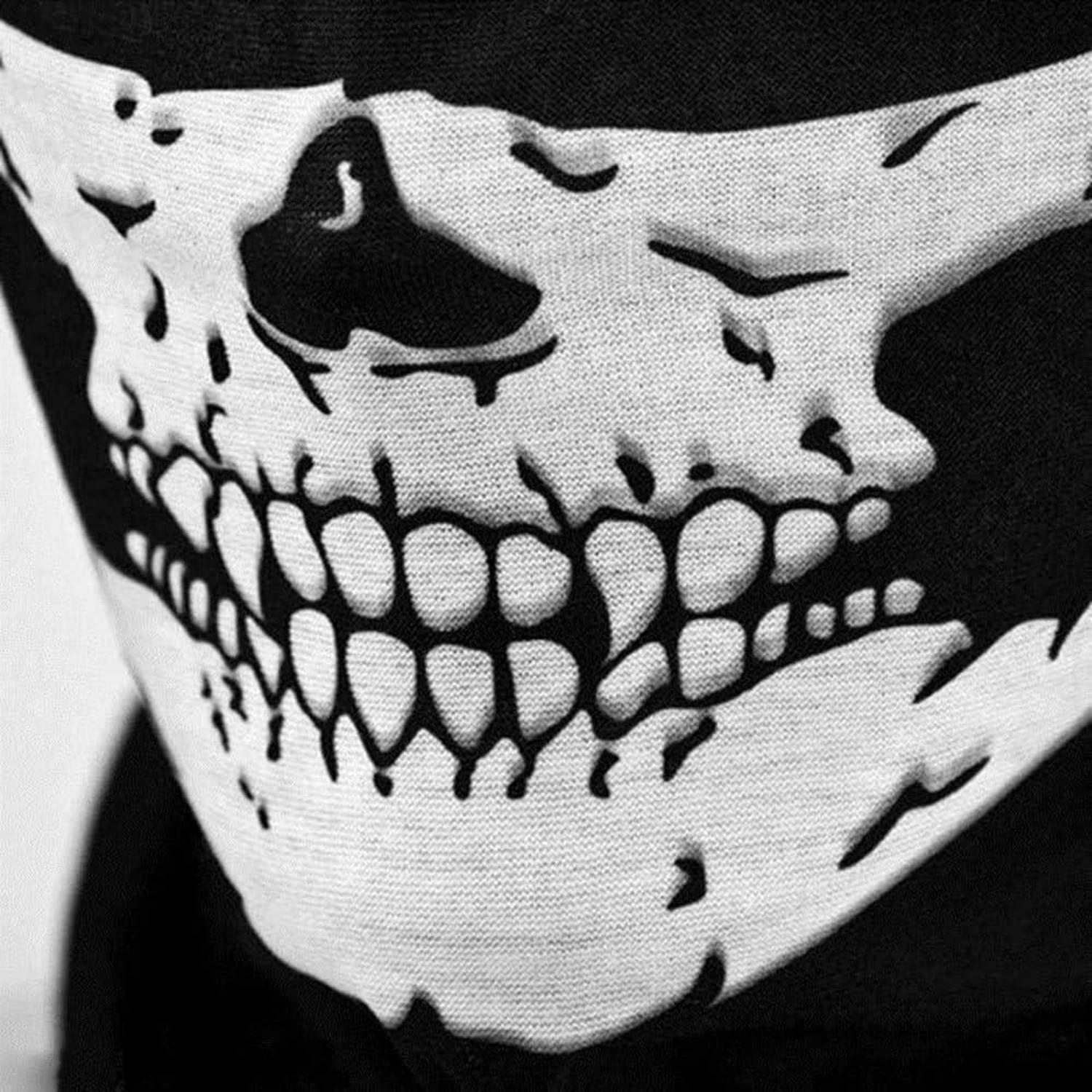 Motorradmaske Totenkopf-Design Halbmaske Hals Schädel Party Halloween