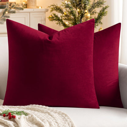 Samtkissenbezug 45x45 cm Weinrot - 2er Set