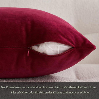 Samtkissenbezug 45x45 cm Weinrot - 2er Set