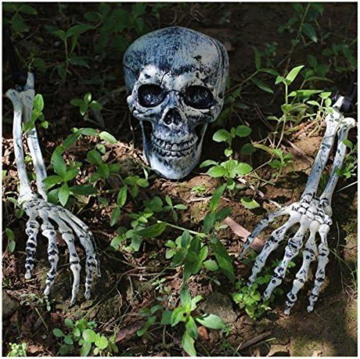 Realistisches Skelett und Schädel Garten Deko-Set für Halloween