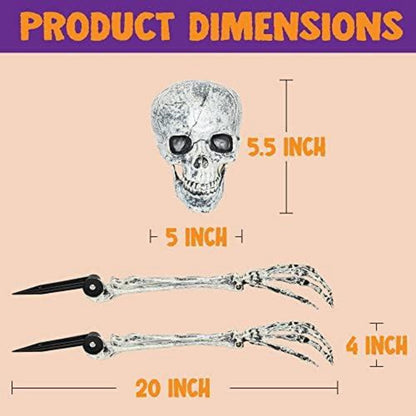 Realistisches Skelett Rasen Deko Halloween Garten Totenkopf