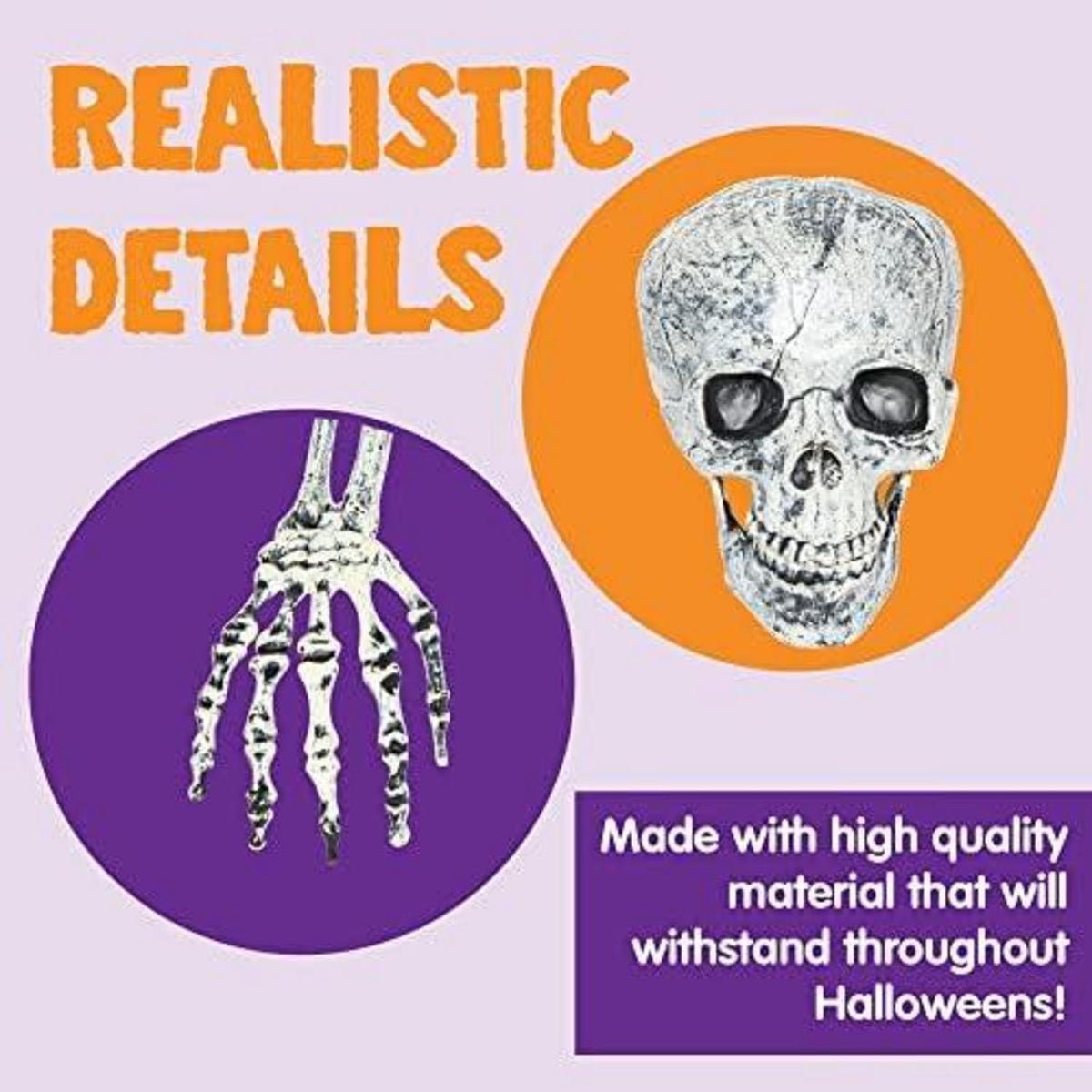 Realistisches Skelett mit Schädel, Garten Deko für Halloween