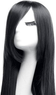 Karneval Perücke Lang Glatt Schwarz 100cm Haarnetz - Cosplay