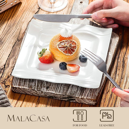 6-teiliges Porzellan Dessertteller Set Cremeweiß - Malacasa