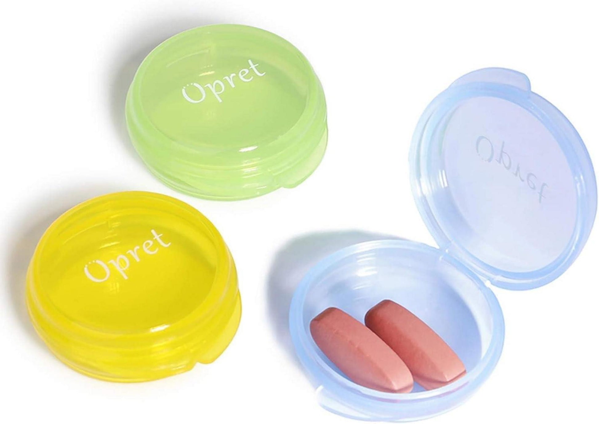 Kleine Tragbare Pillendose 3er Set Halbtransparent Blau Grün Gelb