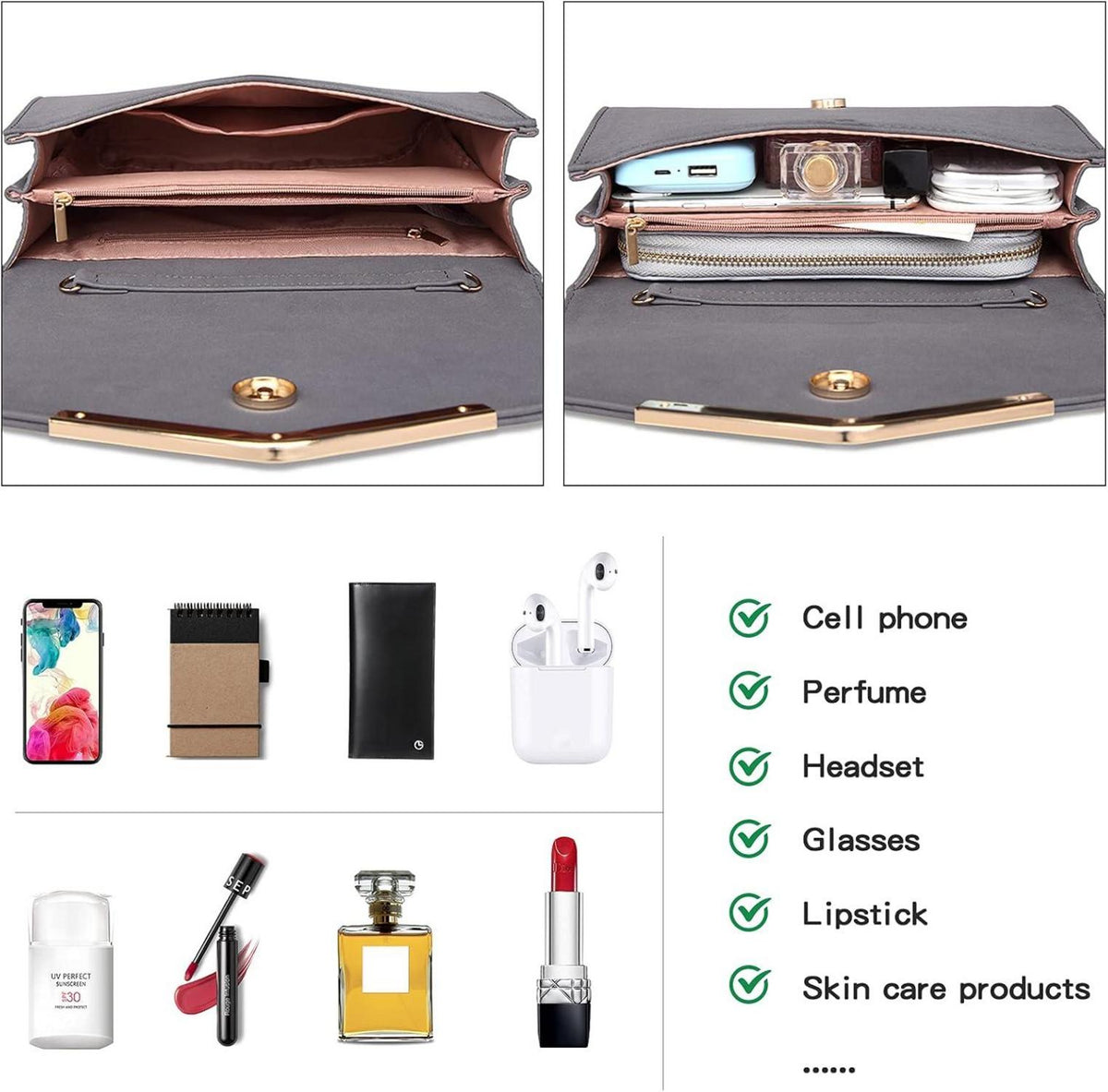 Elegante Damen Abendtasche mit Kettentasche und Magnetverschluss