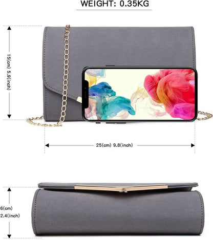 Miss Lulu Damen Clutch Abendtasche Kettentasche Handtasche hochwertiges PU-Leder