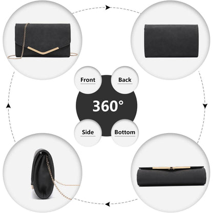 Elegante Miss Lulu Clutch Damen Schwarz Hochzeit Abendtasche