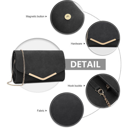 Elegante Miss Lulu Clutch Damen Schwarz Hochzeit Abendtasche