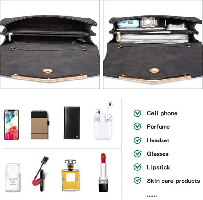Damen Clutch Abendtasche Kettentasche Handtasche Schwarz